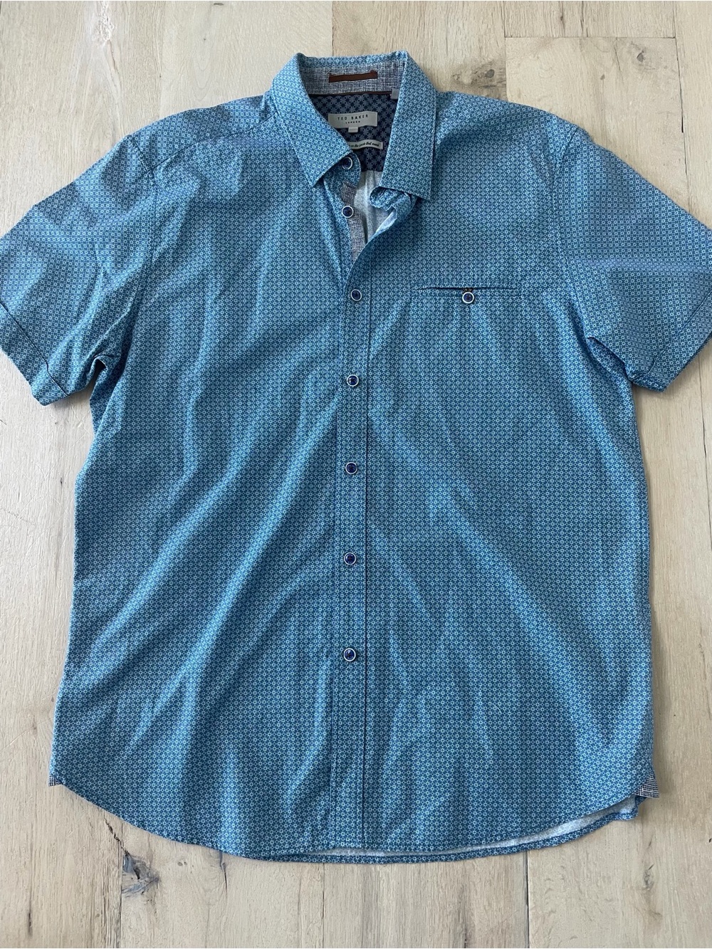 Ted Baker 100% Cotton Short Sleeved Button Down Size XL